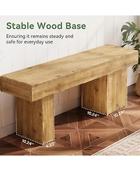 Tribesigns Solid Wood Bench, 47” Farmhouse Entryway Bench with Thickened Seat & Artistic Legs, Indoor Bench