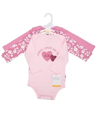 Hudson Baby Baby Girls Hudson Cotton Long-Sleeve Bodysuits 3-Pack, Cute Hearts, 0-3 Months