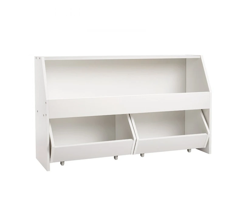 Wooden Toy Storage Organizer with 3 Cubbies and Mobile Drawers