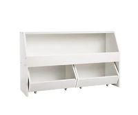 Wooden Toy Storage Organizer with 3 Cubbies and Mobile Drawers