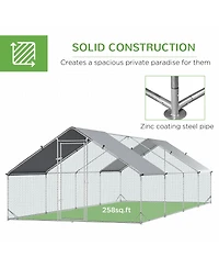 PawHut Steel Chicken Coop Cage W/Cover and Lockable Door,