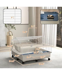 PawHut Rolling Small Animal Cage for Rabbits, Hedgehogs, Guinea Pigs,