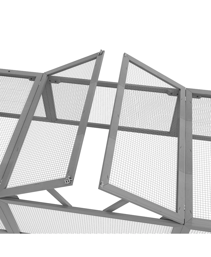 PawHut Large Wooden Rabbit Hutch Small Animal Habitat Enclosure