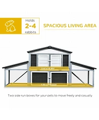 PawHut Large Rabbit Hutch, Outdoor Wooden Guinea Pig Cage,