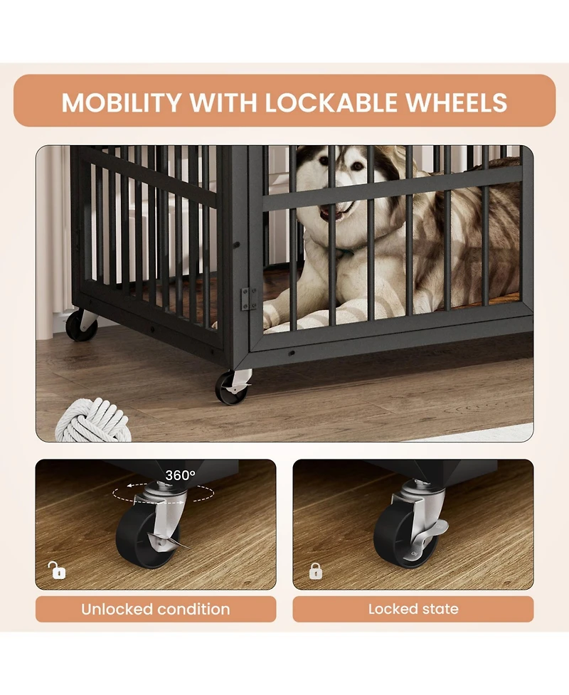 Airsurfer Dog Crate Wrought Iron Frame Door with Side Openings