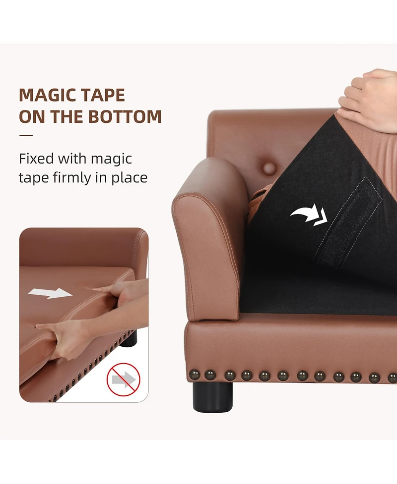 Bingopaw Large Sized Dog Sofa Couch Raised Calming Dog Bed Leather Lounger Waterproof