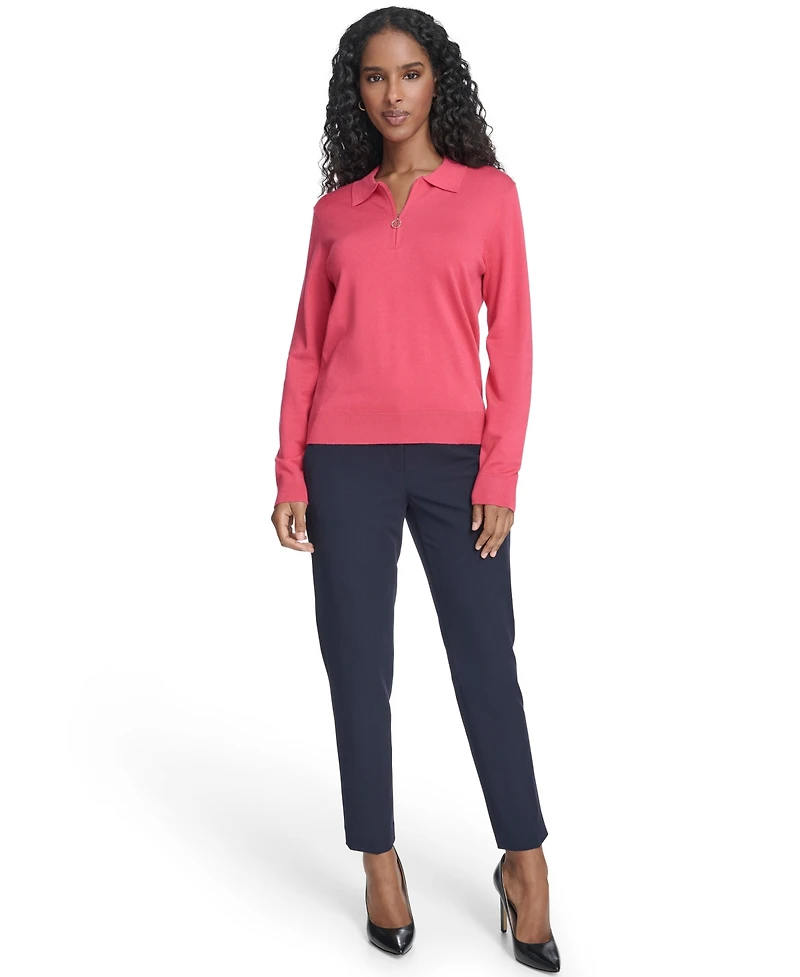 Tommy Hilfiger Women's Long-Sleeve Quarter-Zip Polo Sweater