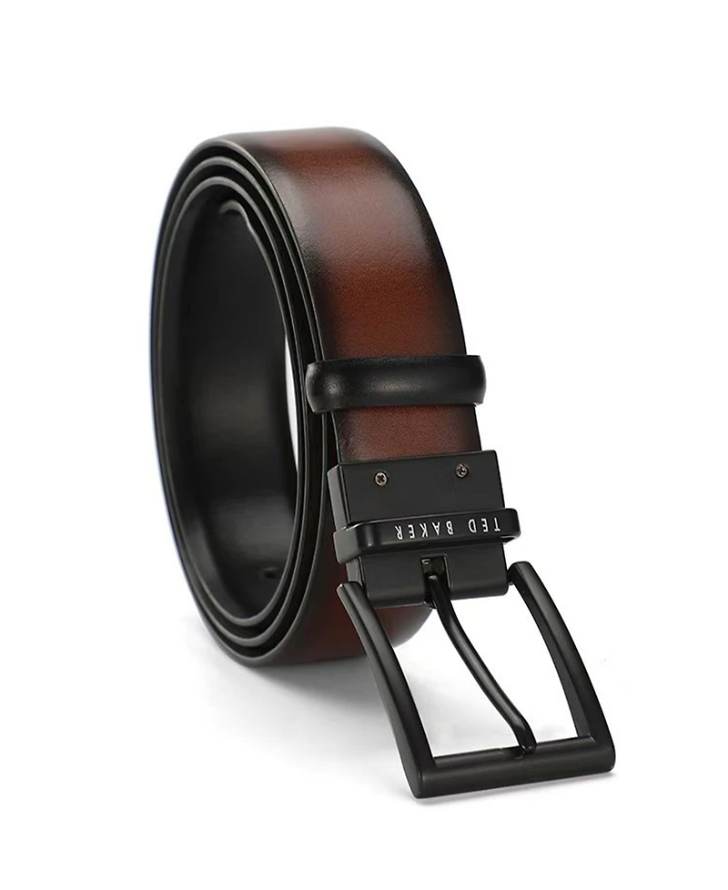 Ted Baker Men's Reversible Tan Loop Leather Belt