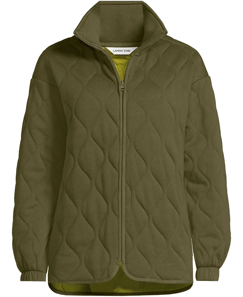 Lands' End Plus RainDefense Serious Sweats Quilted Full Zip Jacket