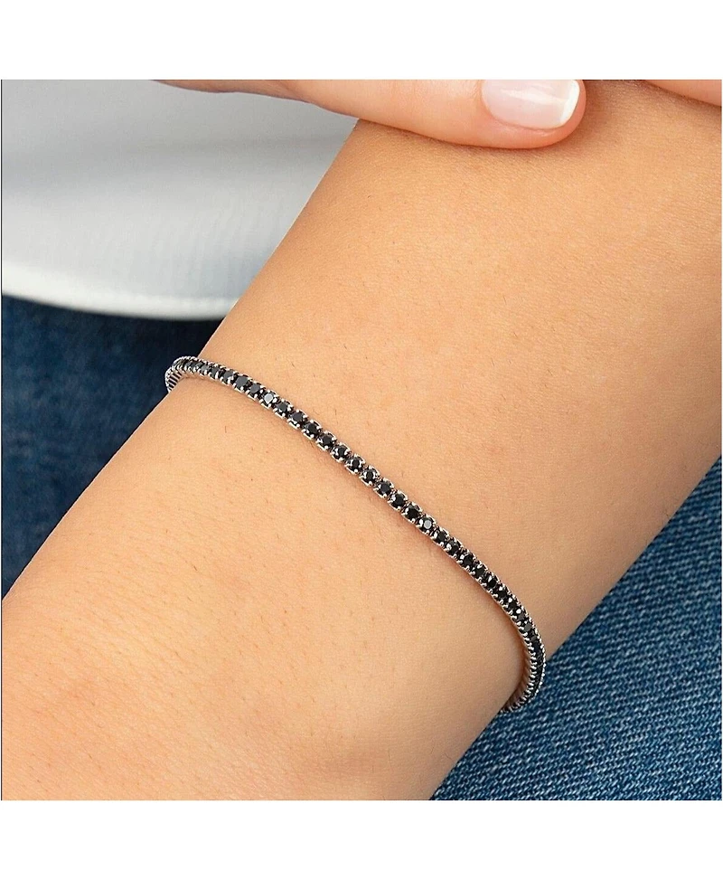 Sterling Silver Mini Black Tennis Bracelet