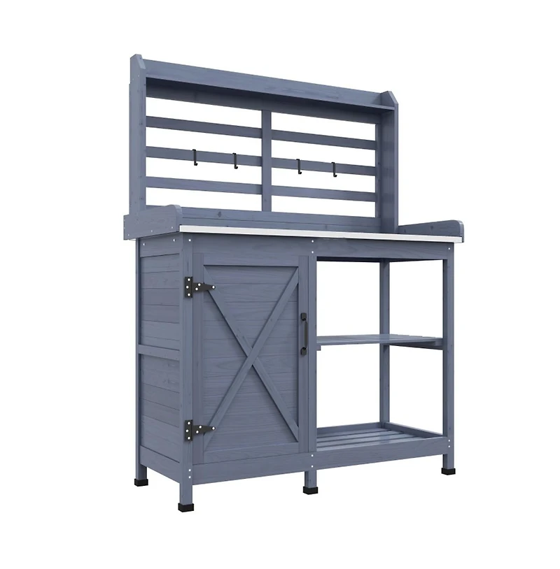 Slickblue Durable Wooden Garden Workbench with Open Storage for Tools and Plants