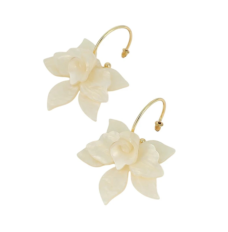 Women's The La-Flora Hoop Earrings - Ivory White & California Gold