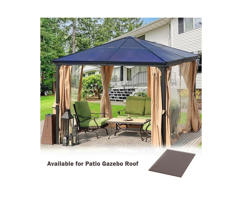 Aoodor 6Pcs 62'' (W) x 28'' (L) x 0.2'' Polycarbonate Gazebo Proof Panels, Waterproof Uv Protected Reinforced Sheets, Twin-Wall Bronze Sheets