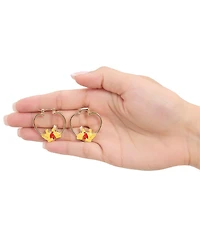 Disney Winnie the Pooh Heart Hoop Earrings, Gold-Tone with Red Enamel