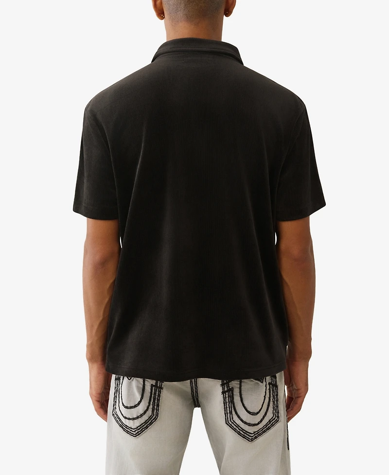 True Religion Men's Short-Sleeve Velour Polo Shirt