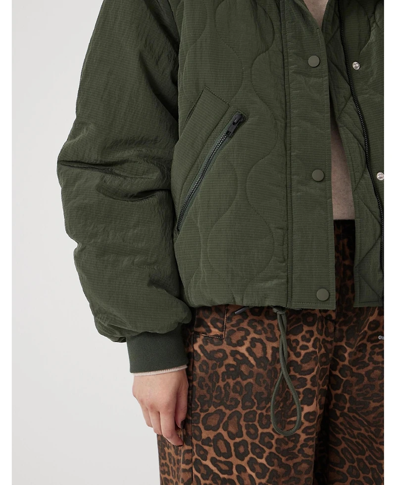 Hush Women's Teddy Collar Quilted Bomber Jackets