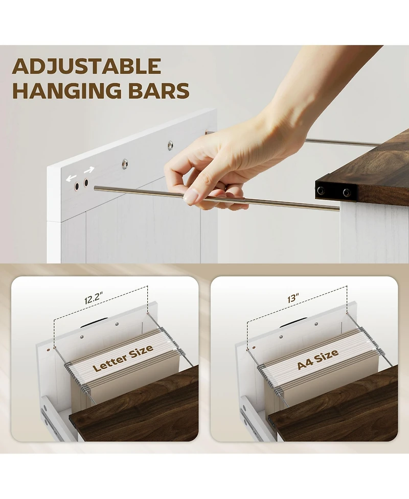 Homcom Vertical File Cabinet with 2 Drawers for A4 Letter Size, Light