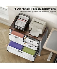 Homcom 4 Drawer File Cabinet Filing Cabinet for Letter/A4/Legal Files