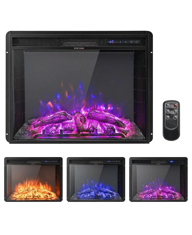 Sugift 26 Inch Recessed Electric Fireplace with Adjustable Flame Brightness