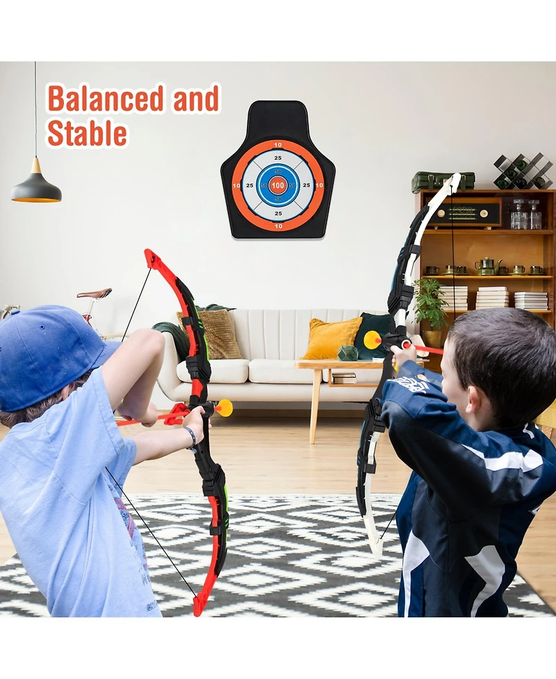 Sugift Youth Archery Bow Set with Led Light Up Bow and 20 Suction Cup Arrows for Kids