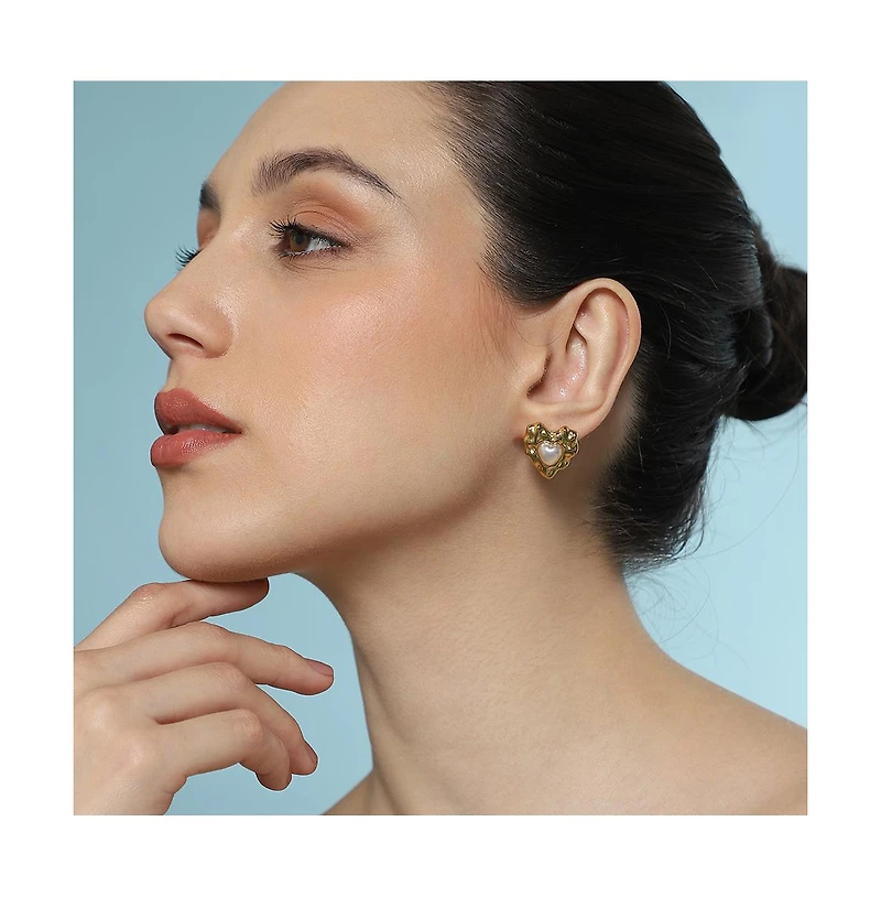 Women's The Bordeaux-Coeur Stud Earrings - California Gold