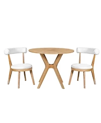 3-Piece Round Dining Set, Mid-Century Modern Table and 2 Upholstered Chairs for Small Kitchen or Dining Room-Maison Boucle