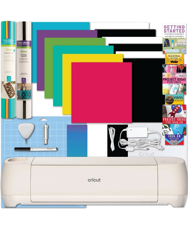 Cricut Explore 4 Cutting Machine with Vinyl and Iron-On Sheets Bundle