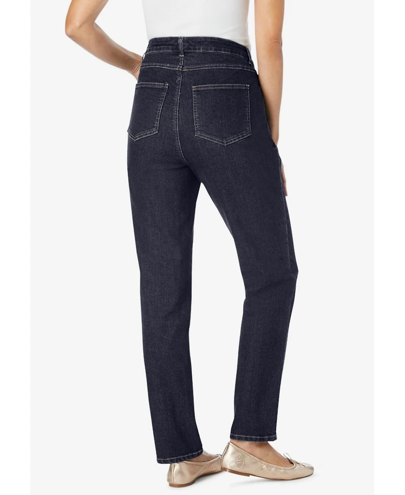 Woman Within Women's Tall Straight-Leg Stretch Comfort Denim Five-Pocket Jeans