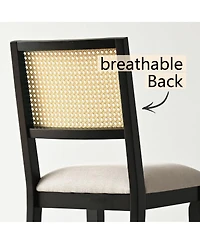 Maison Boucle 5-Piece Black Round Dining Set, Mdf Table with Faux Rattan Back Chairs and Upholstered Seats Apartment Small Room-Maison