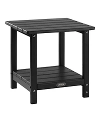 Slickblue 2-Tier Outdoor Side Table in Black Hdpe for Backyard or Indoor Use