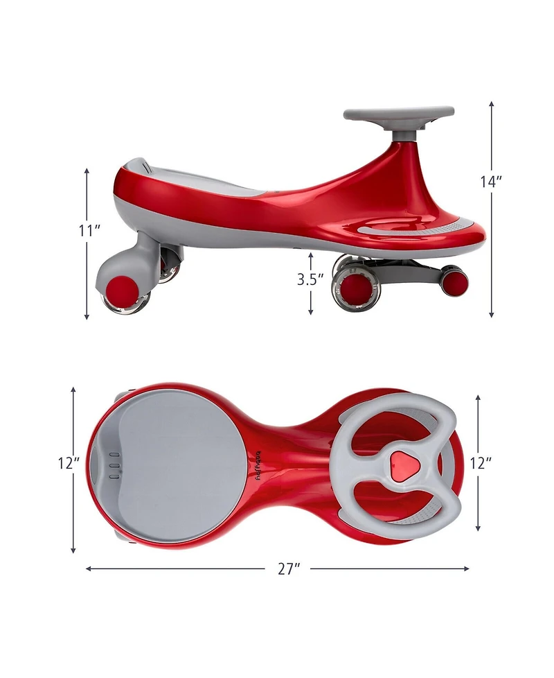 Sugift Wiggle Car Ride-on Toy with Flashing Wheels-Red