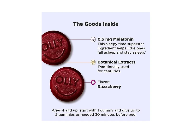 Olly Kids Sleep Gummies Razzzberry, 50 Count