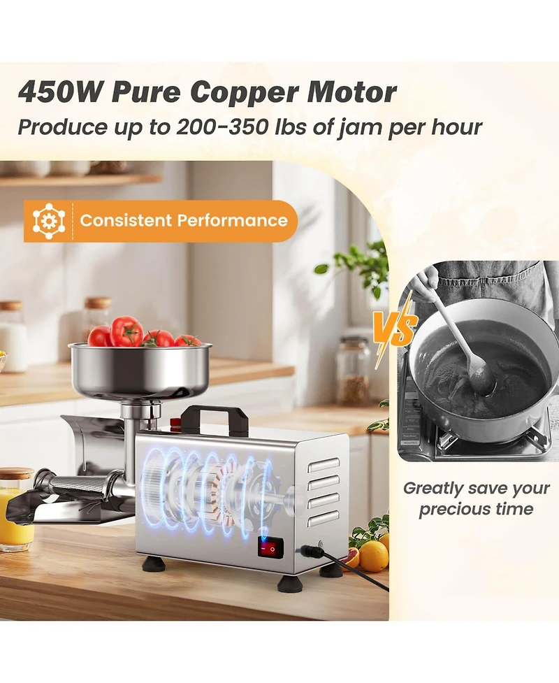 450W Electric Tomato Strainer Grade Stainless Steel Saucer Maker