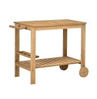 Slickblue Fir Wood Side Shelves and Storage Rolling Grill Cart