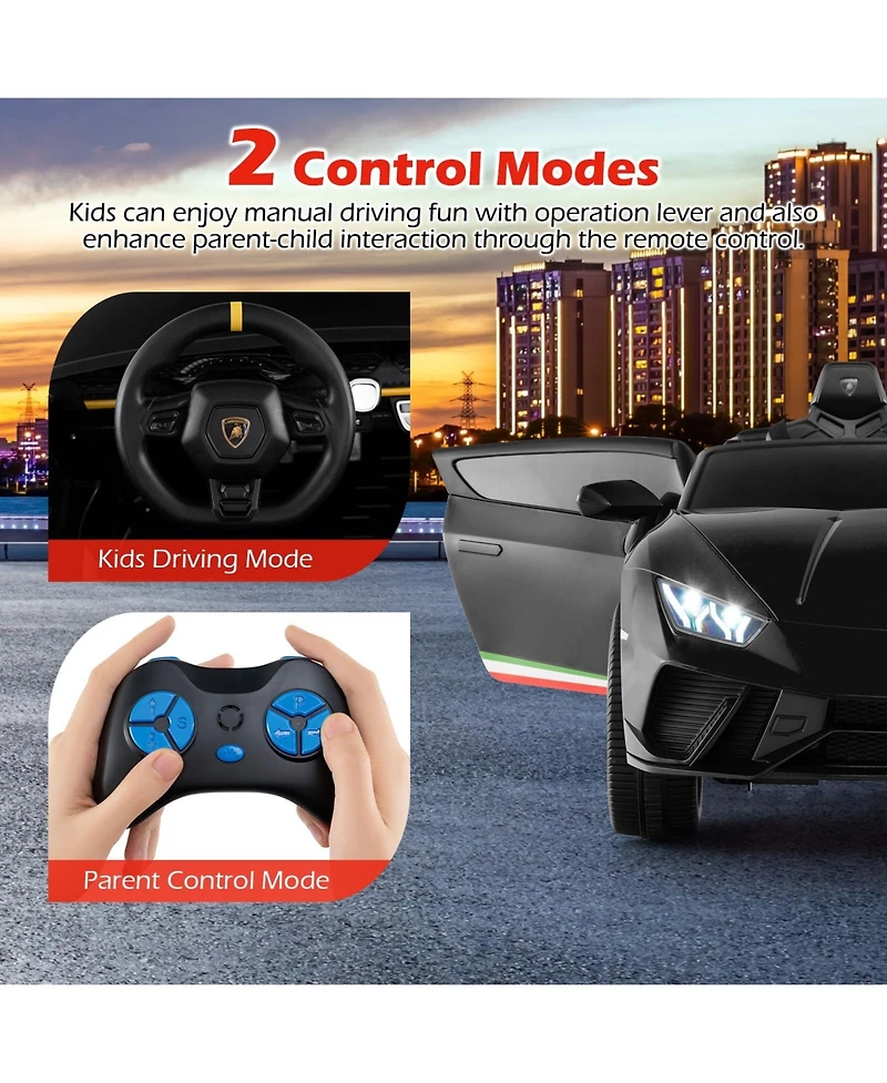 Mecale 24V Ride on Car for Kids 4WD 2-Seater Licensed Lamborghini Electric Vehicles with Music