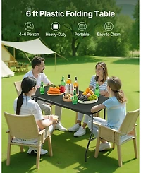 Slickblue Lightweight 6 Ft Portable Folding Table with Handle for Easy Transport