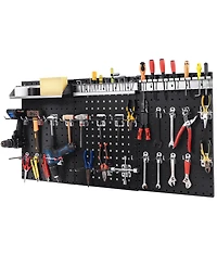Sugift Wall-Mounted Pegboard Kit with 3 Pegboards for Garage Workshop-Black