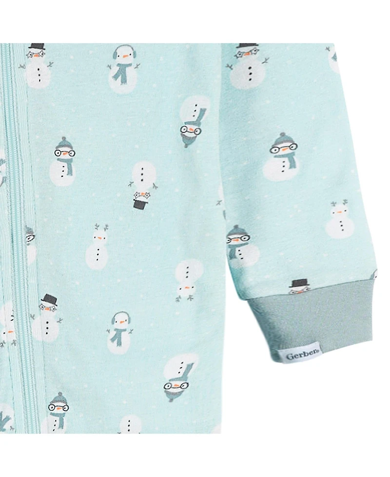 Gerber Toddler Boys 2-Pack Snug Fitting Footless Pajamas, Blue Snowman