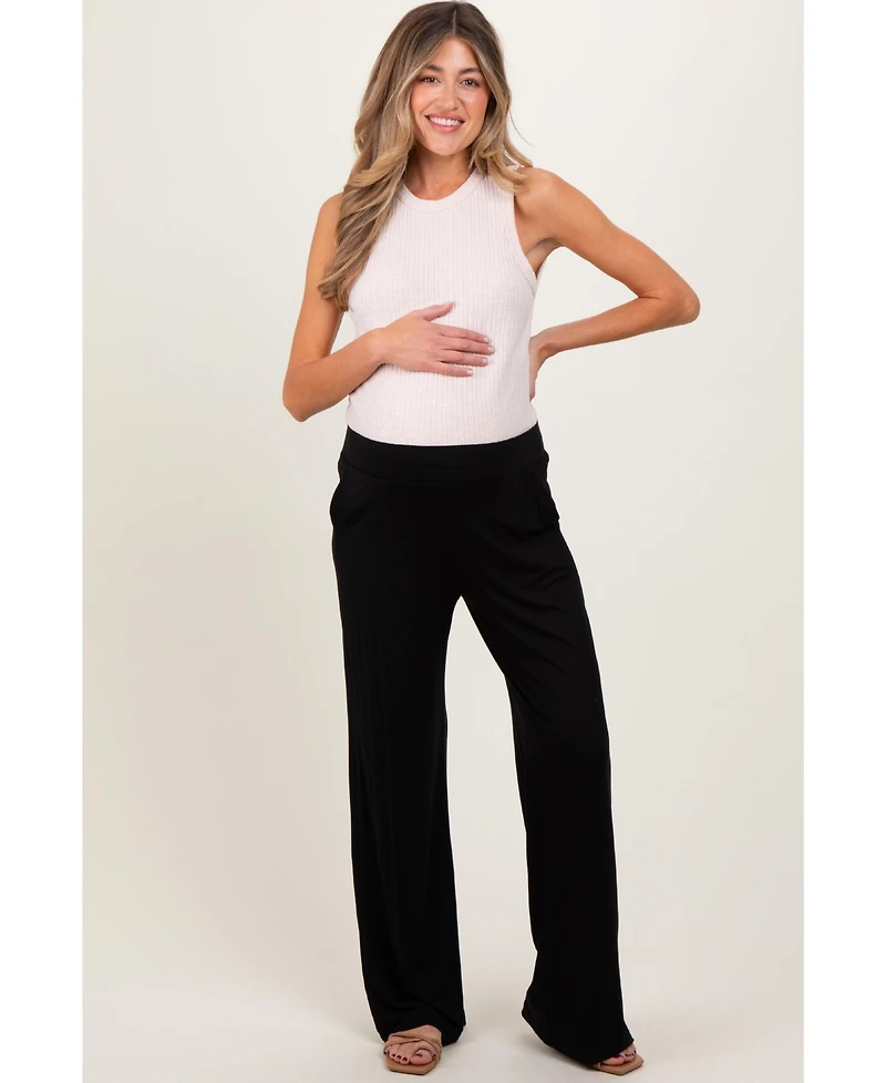 Pinkblush Maternity Black Basic Wide Leg Pocketed Pants