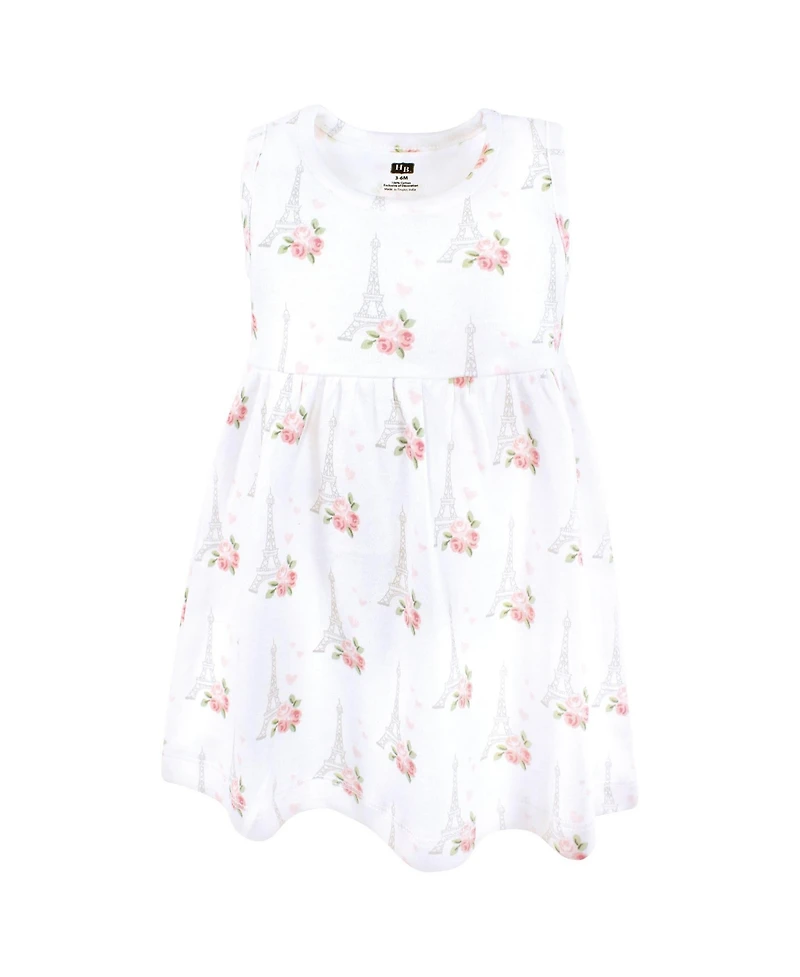 Hudson Baby Toddler Girls Cotton Dress and Cardigan Set, Bonjour Paris