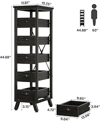 Tribesigns 5-Tier Narrow Snack Stand Kitchen Stand Fruit Basket Set of 2,Wood Fruit and Vegetable Storage Rack