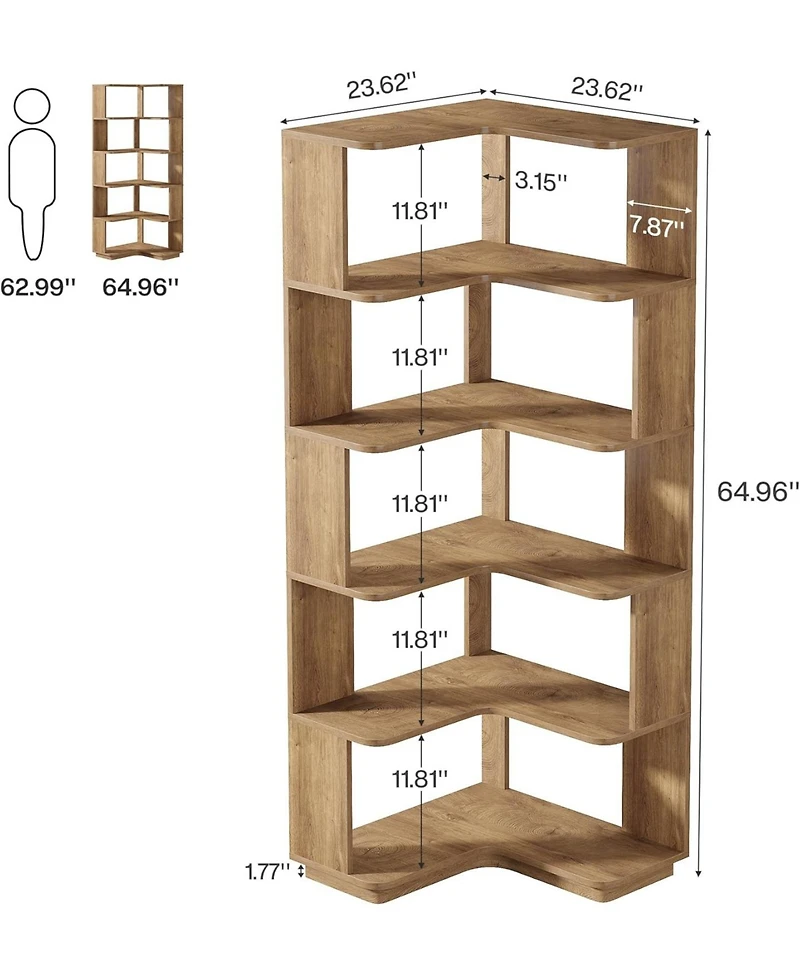 Tribesigns 6-Tier Corner Kitchen Pantry, 64.9-Inch Tall L-Shaped Storage Cabinet with Anti-Drop Panels