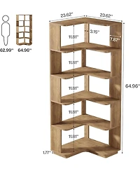 Tribesigns 6-Tier Corner Kitchen Pantry, 64.9-Inch Tall L-Shaped Storage Cabinet with Anti-Drop Panels