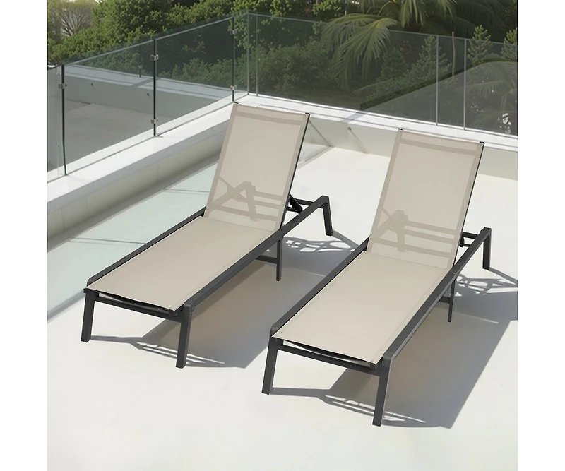 Slickblue Set of 2 Foldable Outdoor Chaise Lounge Chairs with Adjustable Back