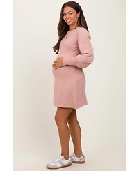 Pinkblush Maternity Pink Knit Bubble Sleeve Mini Dress