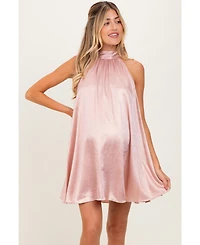 Pinkblush Maternity Light Pink Textured Satin Bow Tie Mini Dress