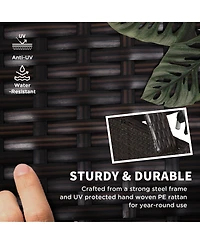 Outdoor 2 Pe Rat Sun Bathing Chairs w/ Cushions & Pillows,