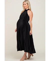 Pinkblush Maternity Light Blue Pleated Halter Dress