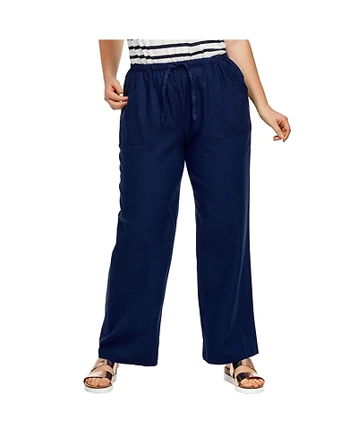 ellos Women's Linen-Blend Drawstring Pants