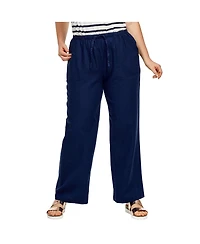 ellos Women's Linen-Blend Drawstring Pants